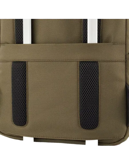 Piquadro Brief2 Computer-Rucksack aus Leder und Stoff Militärgrün-schwarz