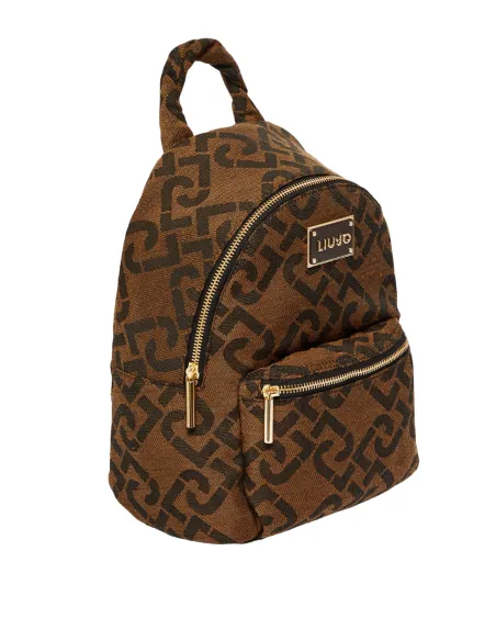 Women's backpack with logo monogram brown