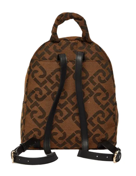 Women's backpack with logo monogram brown