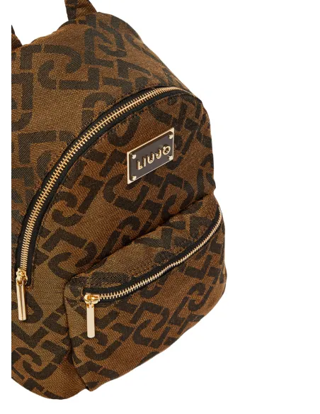 Damen Rucksack mit Logo Monogramm braun