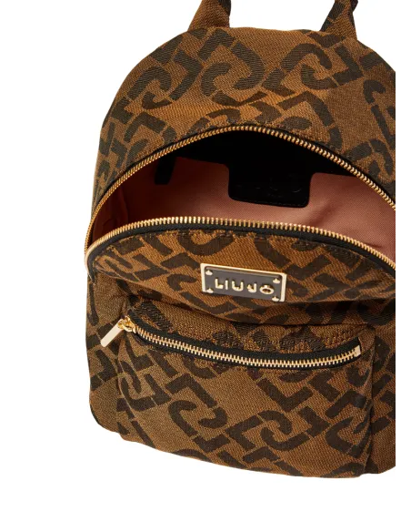 Women's backpack with logo monogram brown