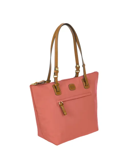 Shopping media in tessuto riciclato e pelle X-Collection rosa antico