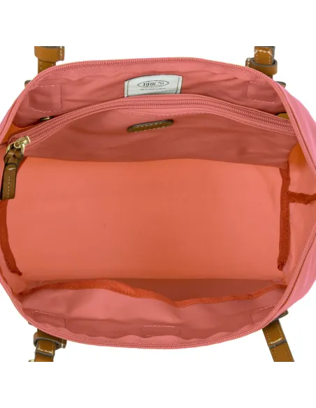 Shopping media in tessuto riciclato e pelle X-Collection rosa antico