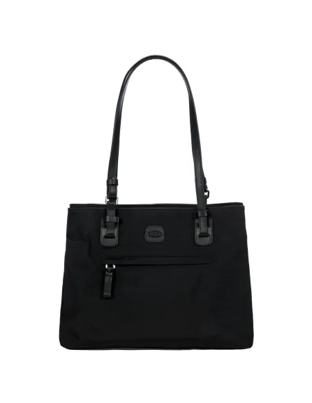 Brics Fabric and Leather Three-Compartment Medium Shopping Bag black
