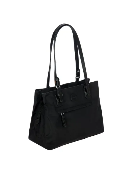 Brics Fabric and Leather Three-Compartment Medium Shopping Bag black