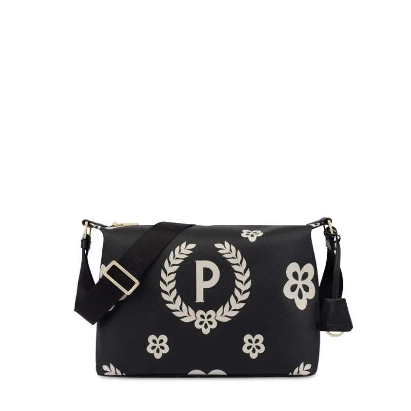 Pollini printed shoulder bag black