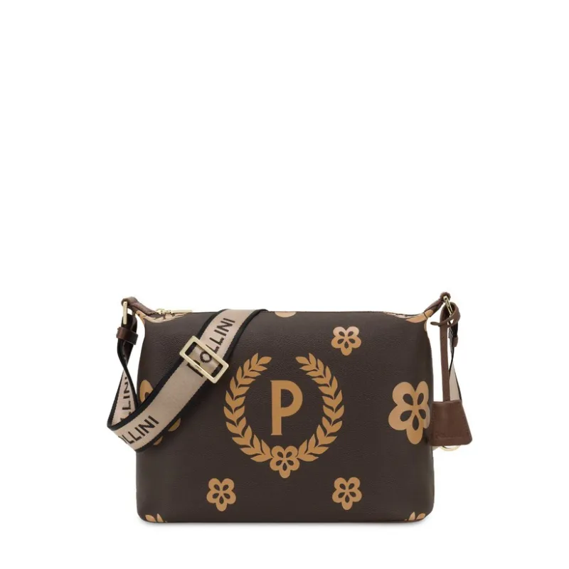 Pollini printed shoulder bag brown