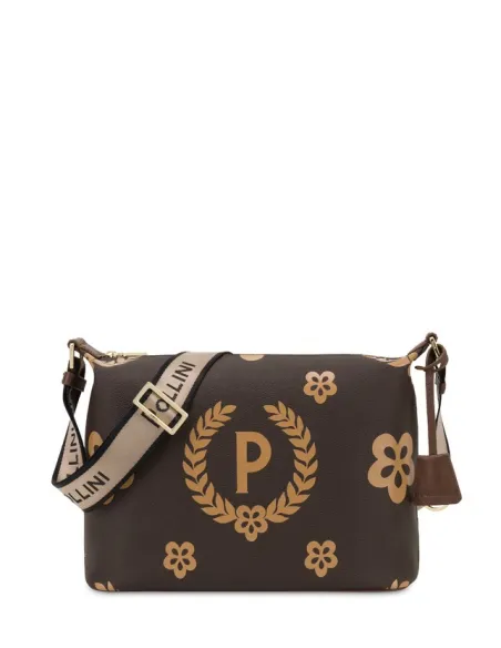 Borsa a tracolla Pollini con stampa marrone