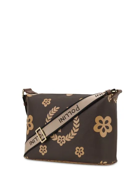 Borsa a tracolla Pollini con stampa marrone
