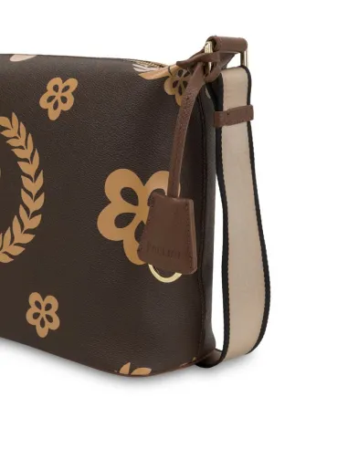 Pollini printed shoulder bag brown