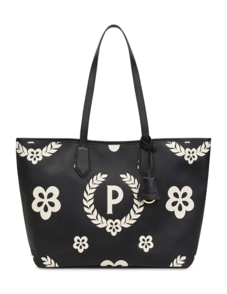 Shopping bag with removable clutch black