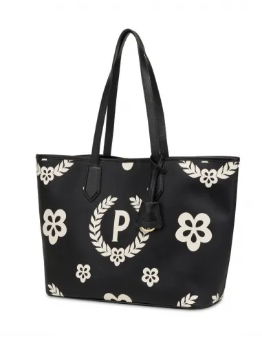 Shopping bag with removable clutch black
