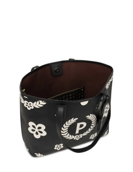 Shopping bag with removable clutch black