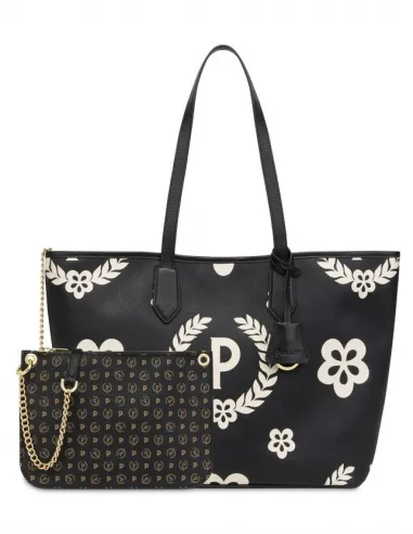Shopping bag with removable clutch black