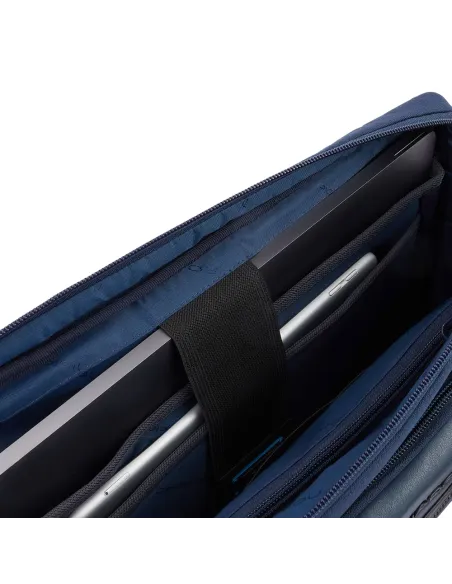 Cartella due manici in tessuto e pelle porta PC Piquadro Keith blu