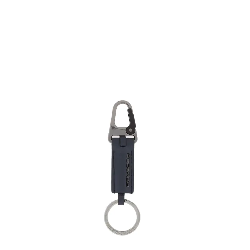Piquadro Modus key ring with snap hook blue