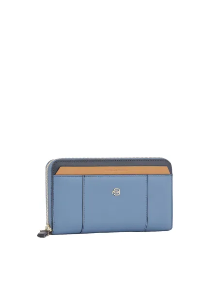 Portafogli donna in pelle Piquadro Circle azzurro-beige