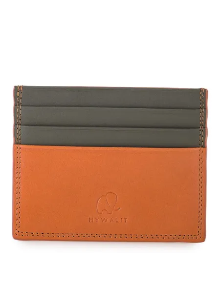 My Walit slim Kreditkartenetui mit Betrugsschutz schwarz-orange Tan-Olive