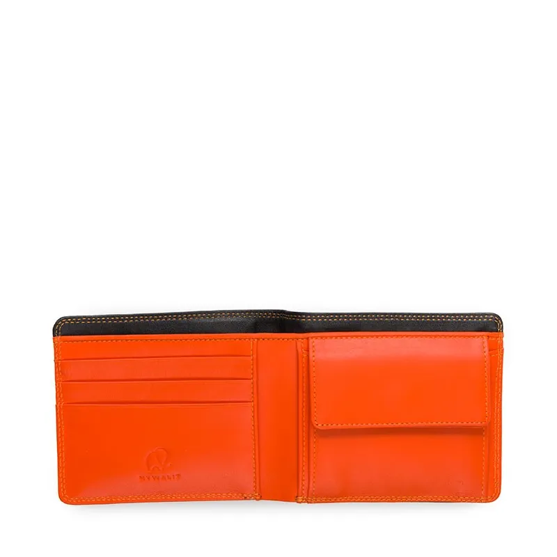 Herrengeldbörse mit Münzfach schwarz-Orange