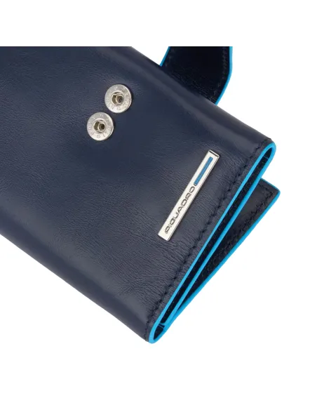 Piquadro Blue Square Men's pocket wallet with button closure blue