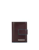 Piquadro Blue Square Men's pocket wallet with button closure brown