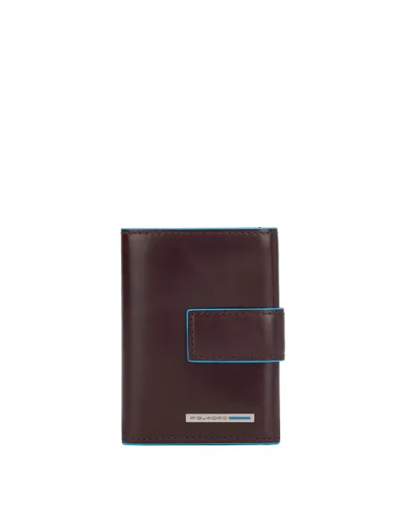 Piquadro Blue Square Men's pocket wallet with button closure brown