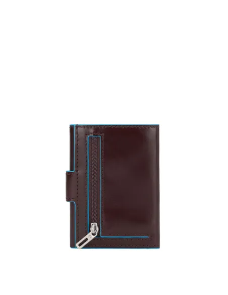 Piquadro Blue Square Men's pocket wallet with button closure brown