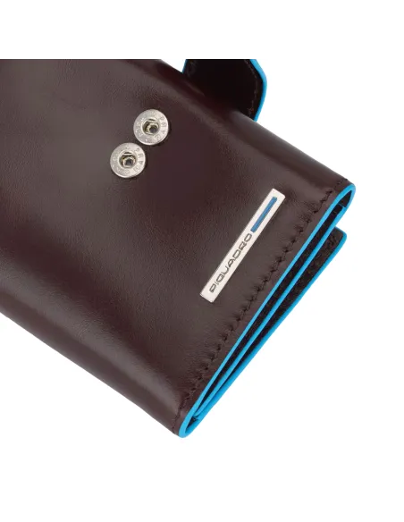 Piquadro Blue Square Men's pocket wallet with button closure brown