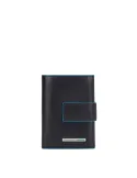 Piquadro Blue Square Men's pocket wallet with button closure black