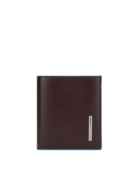 Piquadro Small men's wallet with two credit card slots with anti-fraud protection and a coin pocket brown