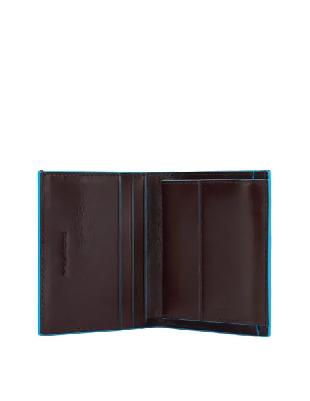 Piquadro Small men's wallet with two credit card slots with anti-fraud protection and a coin pocket brown