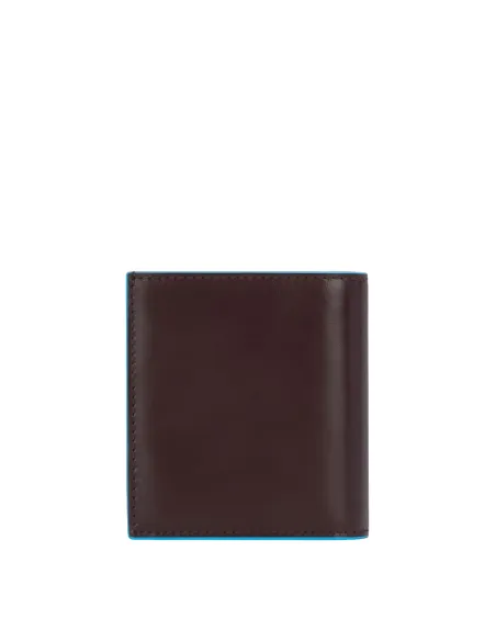 Piquadro Small men's wallet with two credit card slots with anti-fraud protection and a coin pocket brown