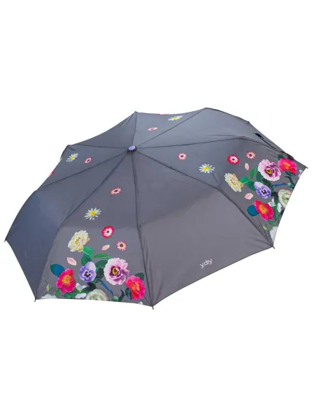 Automatischer winddichter kurzer Regenschirm bouquet grau