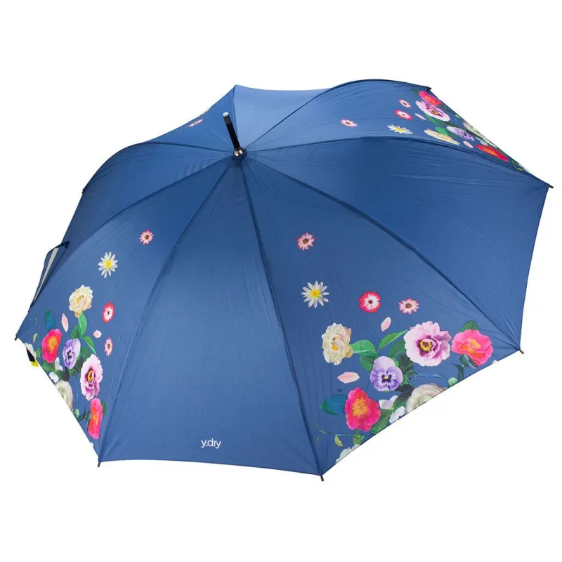 Ombrello Lungo Automatico Y_Dry Bouquet azzurro 2