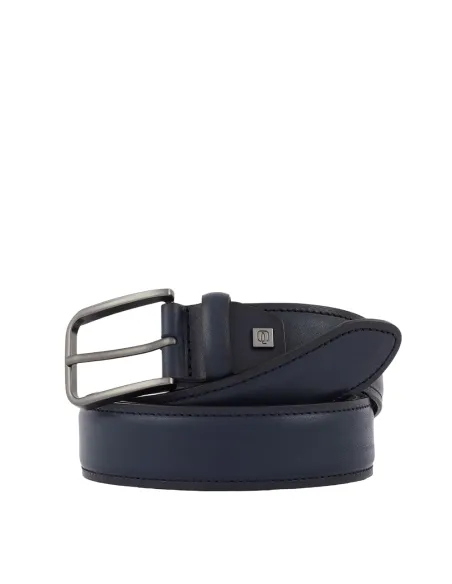 Piquadro natural leather belt blue