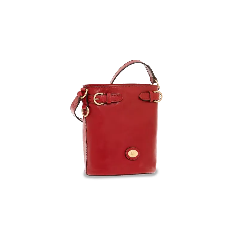 The Bridge Biba leather bucket bag red