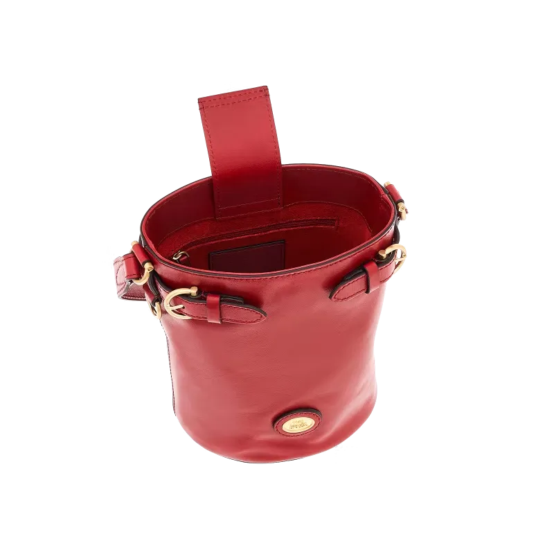 The Bridge Biba leather bucket bag red 2