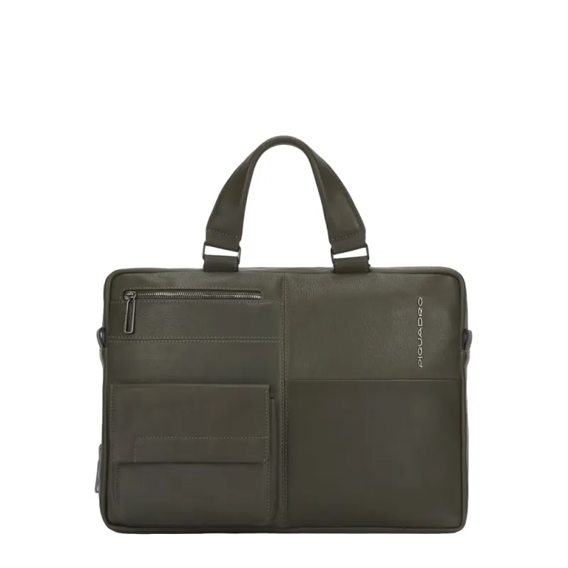 Piquadro Ronnie Slim leather briefcase green