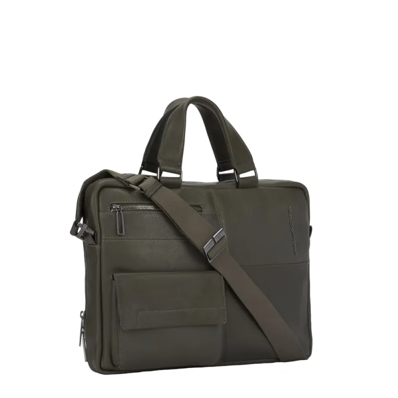 Piquadro Ronnie Schlank Leder Aktentasche grün 2
