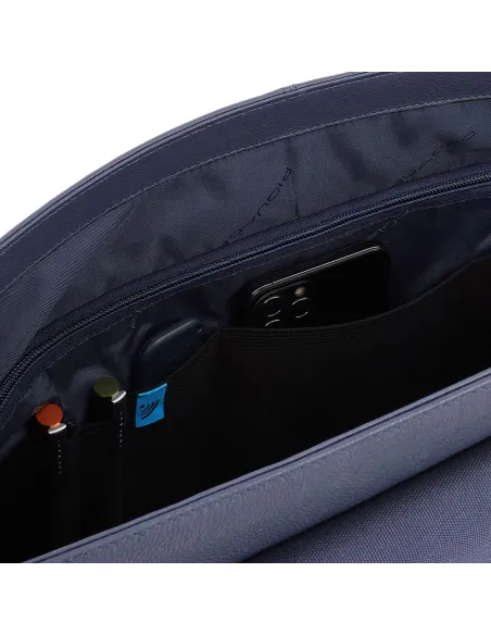 Cartella con patta a doppia chiusura Piquadro Ronnie blu