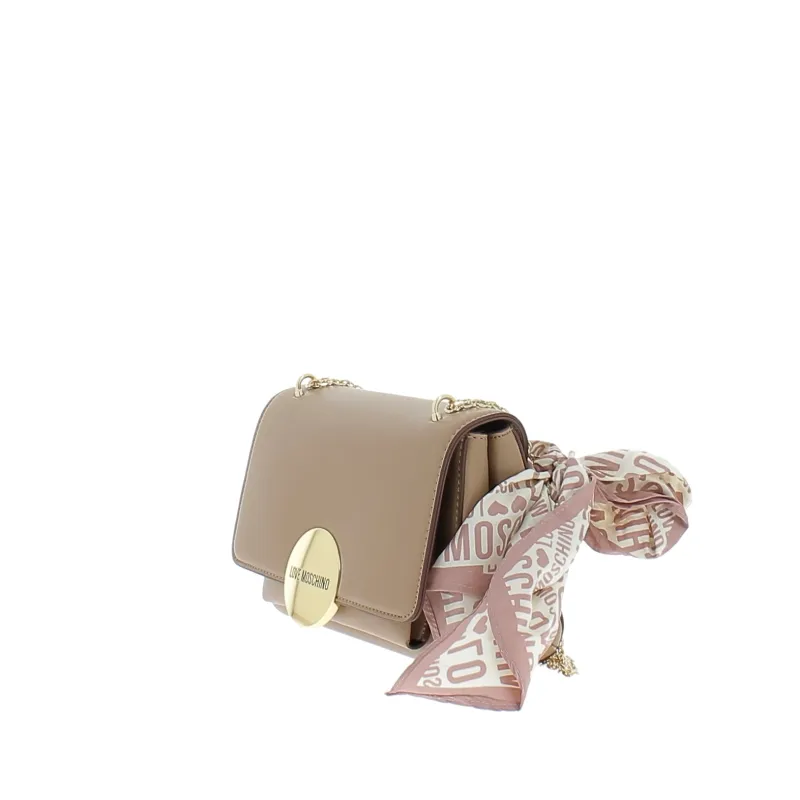 Clutch-Tasche mit Überschlag und Kettenriemen taupe 2