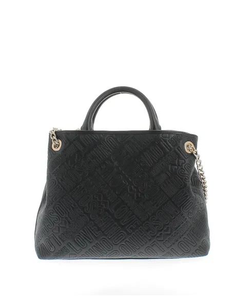 Borsa due manici con logo Love Moschino nera