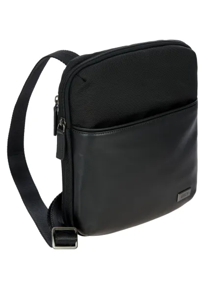 Tracolla espandibile in tessuto e pelle Brics Monza Nero-Nero