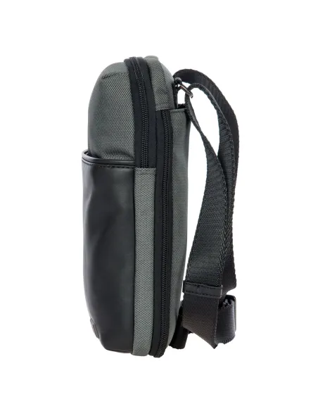 Tracolla espandibile in tessuto e pelle Brics Monza Grigio-Nero