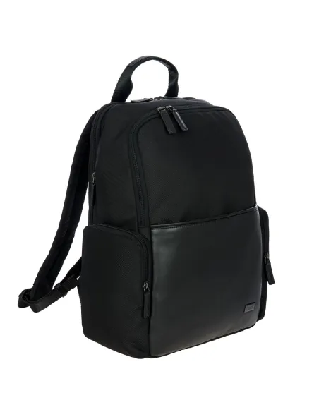 Zaino grande porta PC in tessuto e pelle Brics Monza Nero-Nero