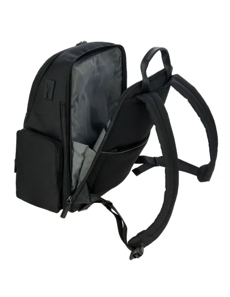 Zaino grande porta PC in tessuto e pelle Brics Monza Nero-Nero