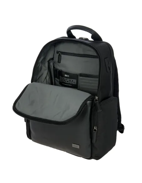 Zaino grande porta PC in tessuto e pelle Brics Monza Nero-Nero