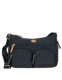Brics Medium shoulder bag with three zipped pockets blue