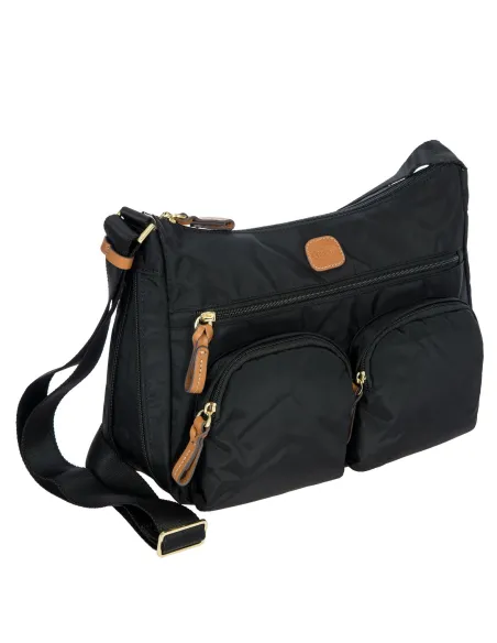 Brics Medium shoulder bag with three zipped pockets black
