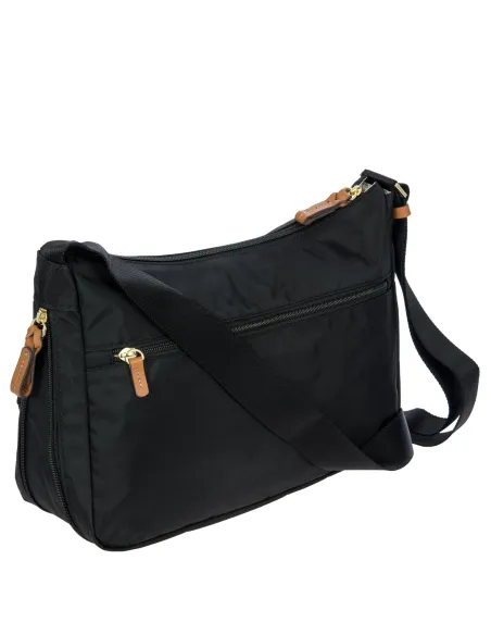 Brics Medium shoulder bag with three zipped pockets black